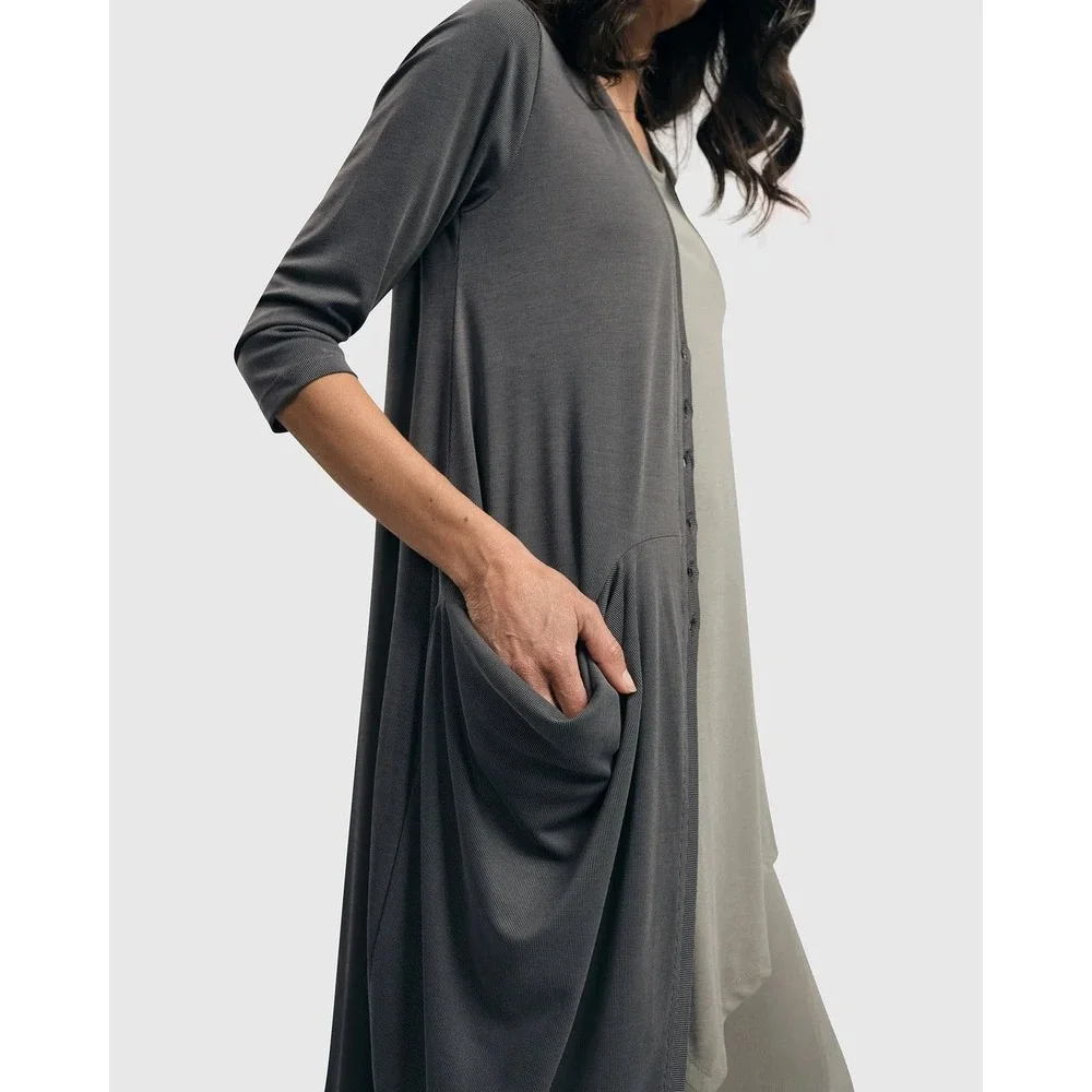 NEW‎ Alembika Essential Draped Cocoon Jacket Grey Womens 4-6